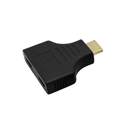 Adaper, Iusun 1080P HDMI Port Male to 2 Female 1 In 2 Out Splitter Adapter Converter (Black)