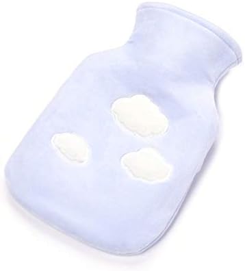 Shuda Cloud Pattern Soft Hot Water Bottle Keep Warm Relief The Pain and Comfort for Family Lover and Friends Warm Gift (Blue 0.5L)