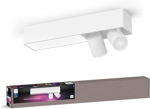 Philips Hue White & Color Ambiance Centris 2er Spot, dimmbar, 16 Mio. Farben, steuerbar via App, kompatibel mit Amazon Alexa, weiß, neue Generation