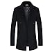 HXW.GJQ Men's Classic Wool Blend Double Breasted Long Pea Coat (Black, Small)