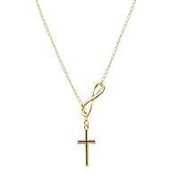 Lomsarsh Ladies Fashion Casual Gold Cross Pendant Necklace Fine Chain Necklace for Women Girls