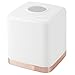 mDesign Modern Square Plastic Disposable Facial Tissue Box Cover and Holder for Bathroom Vanity Countertops, Bedroom Dressers, Night Stands, Desks, Tables - White/Rose Gold