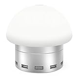 MoKo Smart LED Desk Lamp, Dimmable Eye-Care Table Ambience Lighting / Bedside Lamp / Nightstand Lamp, 3-Level Brightness, Touch-Sensitive Control, Built-in 6 USB Smart Charging Port, SILVER