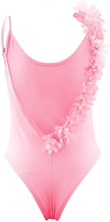 NNVMM Thong Swimsuit One Piece Swimwear Women 3D Flower Swimsuit For Women Pink S
