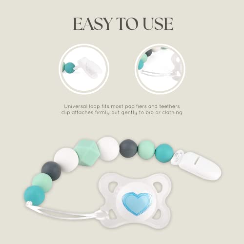 Dodo Babies Silicone Bead Pacifier Clips & Case Two Universal Holder