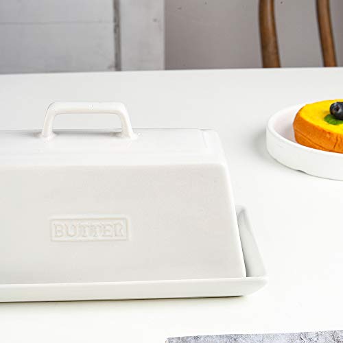 KOOV Porcelain Butter Dish With Lid, Perfect for East West Coast Butter