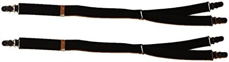 Rugged Gentlemen Durable Men's Shirt Stays Adjustable Elastic with Non-Slip Locking Clamps + 2 Collar Stays (Y-Style)