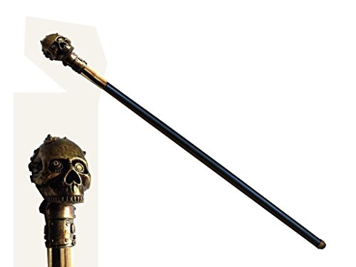 38" Steampunk Cane Golden Skull Handle Walking Stick Renaissance Costume Cosplay
