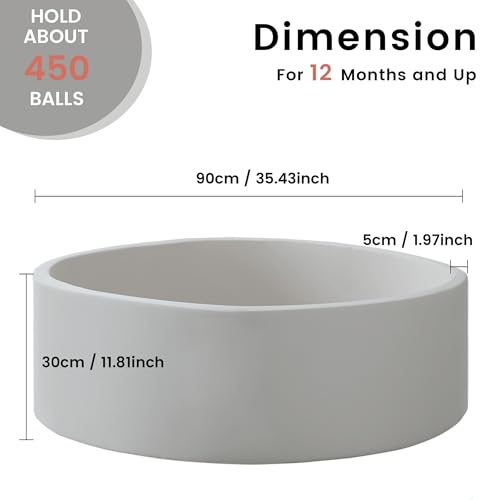 Zedachica Ball Pit for Toddlers 1-3 Memory Foam Ball Pits 35.4''x11.81'' Baby Ball Pit Indoor and Outdoor Game Round Play Ball Pool For Children for Girls and Boys (Grey, NO Balls)