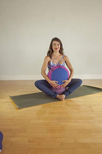 Zafuko Round Meditation Cushion (Zafu) for Yoga, Pranayama (Breathwork), Floor Support with Handle for Travel, Home Décor, Made of Organic Kapok - Fuchsia/Dark Blue