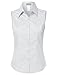 LE3NO Womens Lightweight Cotton Sleeveless Button Down Shirt,White,X-Large