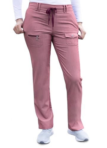 Adar Pro Heather Scrubs for Women - Slim Fit Tapered Scrub Pants - P4100H - Heather Wine - XL at Amazon