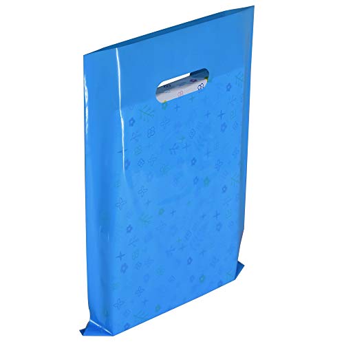 Wowfit 100 CT 9"x12" Plastic Merchandise Bags with Fashionable Glossy 50 Purple and 50 Blue. Retail Shopping Bags are Thick, Strong with Die-Cut Handle. Perfect for Small Shops and Boutiques Stores - Thumbnail 2