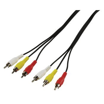 Electrosmart 3M - 3 RCA Phono Male to Male AV Audio Video Lead with Yellow, White & Red Plugs