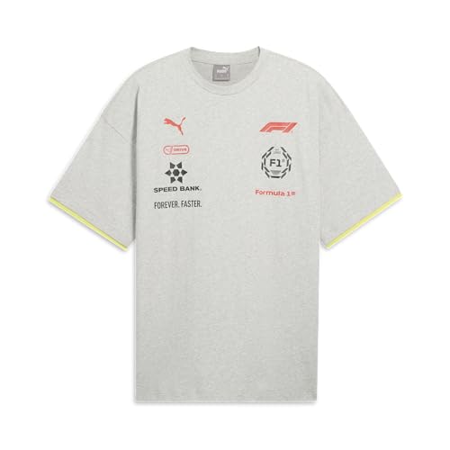 Puma Men's Formula 1 Graphic T-Shirt, Light Gray Heather AH24, Large