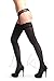 Black Luxurious Hold Ups With Floral Silicon Lace 60 Den - Hold Ups