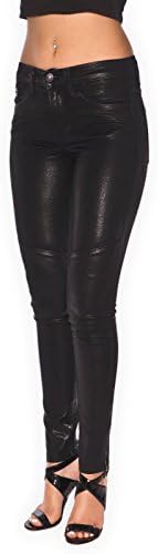 Flying Monkey Black High Waist Ankle Zipper Coated Leather Jeans