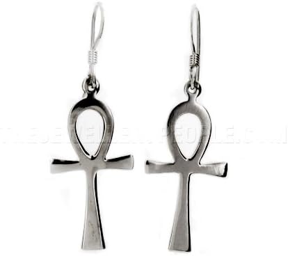 Ankh Silver Earrings
