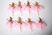 LASLU Cute Ballet Dancer Girls Fairy Peri Dessert Muffin Cupcake Toppers for Picnic Wedding Baby Shower Birthday Party Server(Gold and Pink）