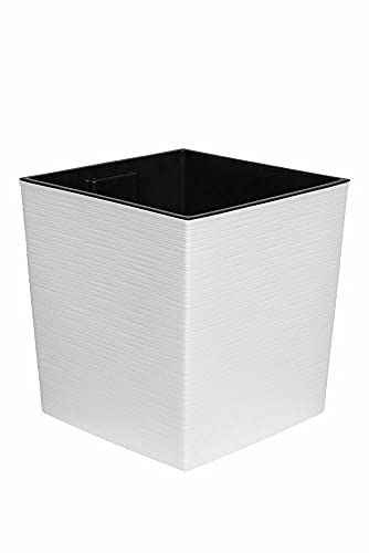 BJYX XXL Pflanzkübel Blumenkübel Pflanzgefäß 40x40x41 Matt Weiß Strukturiert Einsatz