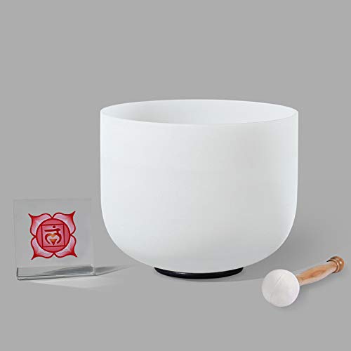 440HZ 8 Inch C Note Root Chakra Frosted Quartz Crystal Singing Bowl Meditation Therapy Sound Healing Instrument Sound…
