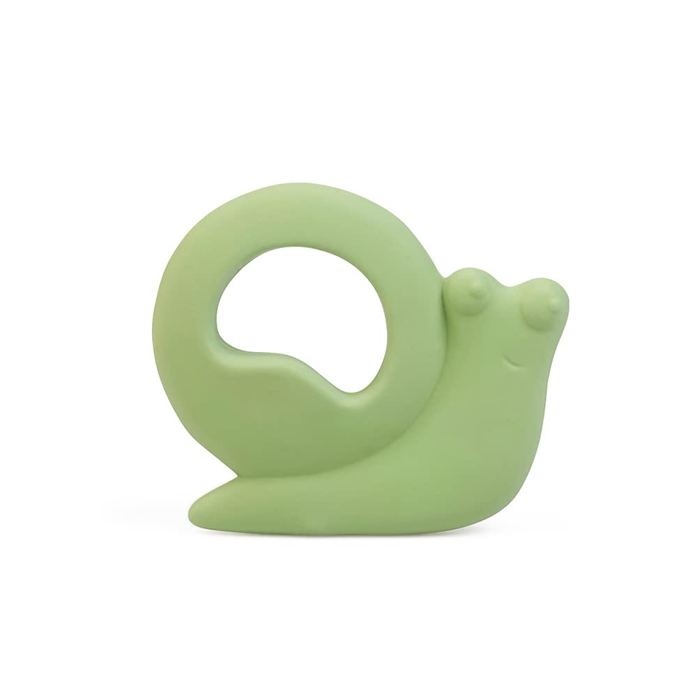 GRÜNSPECHT Organic Toy Made of Natural Rubber, Teething Aid & Toy, BPA Free, Promotes Fine Motor Skills & Touch, Snail, Green (683-00)