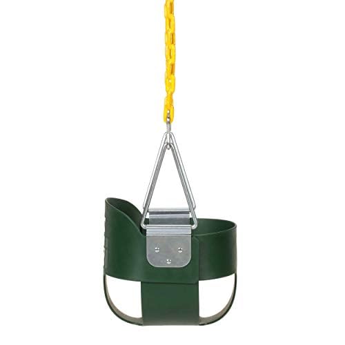 Eastern Jungle Gym Heavy-Duty High Back Full Bucket Toddler Swing Seat | Coated Swing Chains Fully Assembled | Green Swing Set Accessory