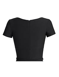 MUXXN 1950 Vestido de tubo plegado vintage con mangas cortas para dama.