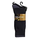 Gold Toe Mens 3-Pair Flat Knit Premium Combed Cotton Crew Socks (Navy)