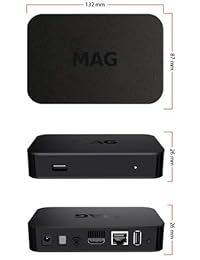 MAG322   Caja IPTV + cable HDMI + mando a distancia + adaptador de alimentación + batería