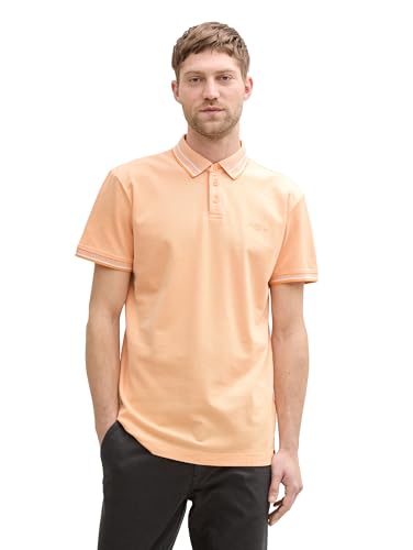 TOM TAILOR 1045629 Polo, 37555-Peachy Orange White Two Tone, XL Uomo