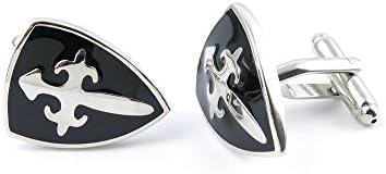 1 Pair Cufflinks Cuff Links 06319 Cross Black Shield Mens Vintage Gift for Tuxedo Shirts Wedding Party