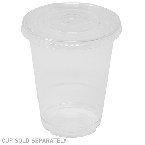 Simply Deliver Flat Lid for 16, 20, and 24 oz Cold Beverage Drink Cups, Crystal Clear PET, 1000-Count