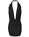 Luna Flower Women's Sexy Low Cut Halter Dress - Fitted Plunge Party Dress Black Small (GDRW064)