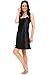 Alexander Del Rossa Womens Satin Nightgown, Long Camisole Chemise, Medium Black (A0766BLKMD)