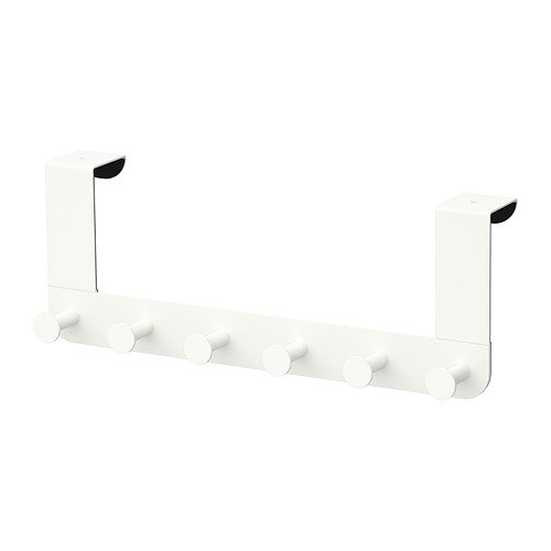 ENUDDEN Hanger for Door, White, Height: 13 cm Width: 35 cm, Covered back prevents scratching of door. Hangs over the top edge of the door and helps you convert unused space into a storage place for bathrobes and bags.