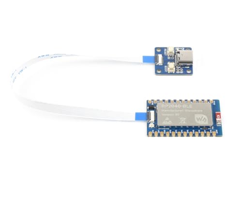 RP2040-BLE Raspberry Pi Microcontroller Development Board, Based On RP2040 Dual-Core Arm Cortex M0+ Processor, Supports Blue-Too-th 5.1 Dual Mode, with USB Type-C Adapter Board and FPC Cable