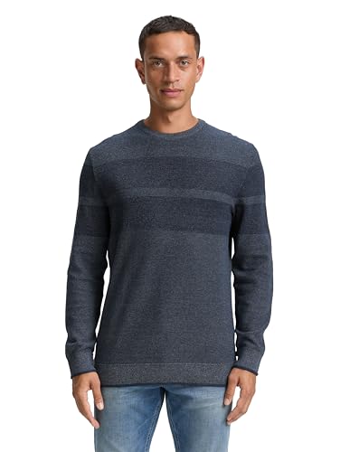 TOM TAILOR 1047999 Pull-Over, 38665 – Blu Navy, Blu Teala, Grigio, Multicolore, XS Uomo, 38665 – Blu Marino, Blu Teala, Grigio, Multicolore, XS