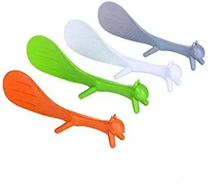 4pcs Household Kitchen Tools, Squirrel Vertical Spoon Non-stick Rice Spoon Fashion Rice Cooker Dishes Filled Scoop Shovel