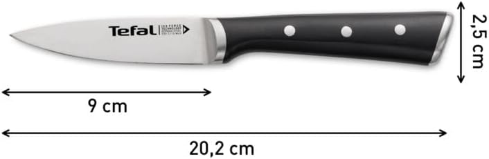 Ingenio Ice Cuchillo pelador, Acero cepillado, cuchillo de Una Sola pieza, Mango remachado, Negro, 9 cm