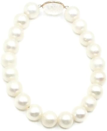 Sophia Fine Jewelry Freshwater White Pearl & Labrodite Elastic Bracelet,14K Yellow Gold