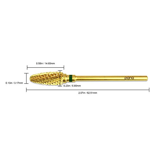 Pana 3/32" Flame Bit Safety Nail Carbide Bit - Gold Color (Grit: Coarse - C) for Electric Dremel Drill Machine