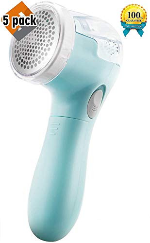 BoJia Lint Remover, Electric Clothes Sweater Fabric Shaver, Portable, Quickly and Effectively for Couch, Blanket, Curtain, Socks, Legging, Wool, Cashmere, Battery Operated, Sky Blue, Pack 5 - Thumbnail 7