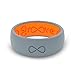 Groove Life Solid Storm Grey/Orange Ring - Breathable Silicone Wedding Rings for Men, Lifetime Coverage, Unique Design, Comfort Fit Ring - Size 9