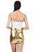 Sakkas 6924 Women's Shiny Metallic Liquid Mini Skirt - Gold - Small