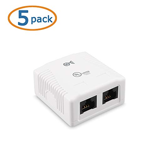 Cable Matters UL Listed Cat6 5Pack RJ45 Surface Mount Box 2 Port in