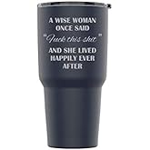 Stainless Steel Powder Coated 30 oz Tumbler Splash Proof Lid 2 Straws, Triple Wall Vacuum Insulated, Mug Coffee Cup Travel, Camping, Work, Gym Hot Cold Drinks (Navy Blue, Wise Woman)