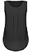 Halife Women's Casual Pleated Front Chiffon Sleeveless Blouse Tops (L, Black)