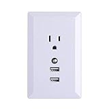 HSicily Wall Outlet Plug High Speed USB Ports Charger Socket Adapter 15 AmpTR Receptacle with LED Night Light without Installation
