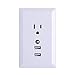 HSicily Wall Outlet Plug High Speed USB Ports Charger Socket Adapter 15 AmpTR Receptacle with LED Night Light without Installation